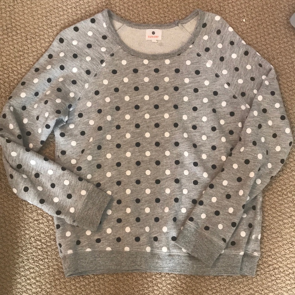 Sundry polka dot sweatshirt gray black S 1